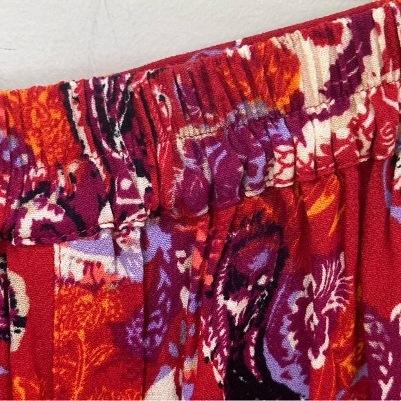 Free People Paisley Flowy Pant Red Wide Leg - Picture 8 of 11